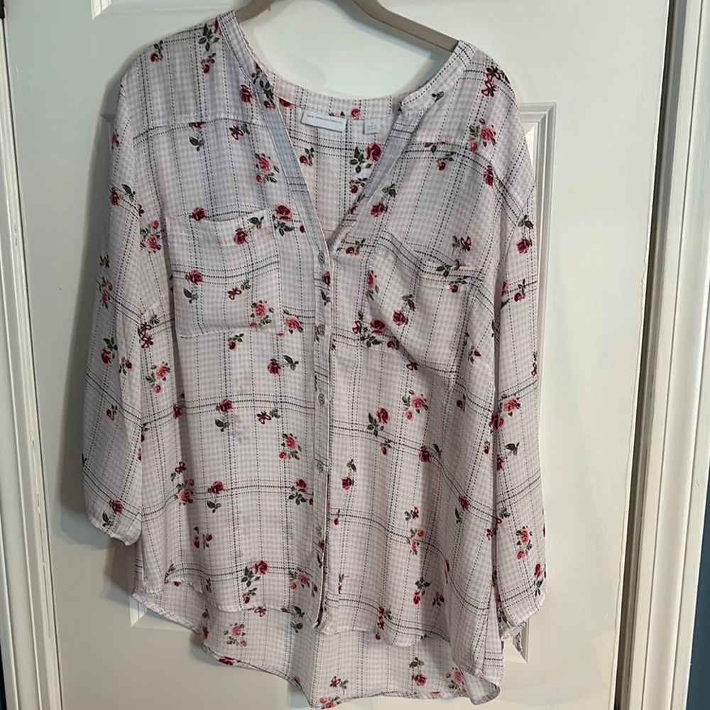 Floral Plaid Women's Top